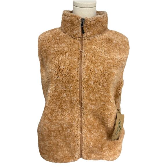 Stillwater Supply Co Softy Soft Sherpa Vest Tan Fuzzy Zip Up Women’s Med NWT $58 - Picture 1 of 7